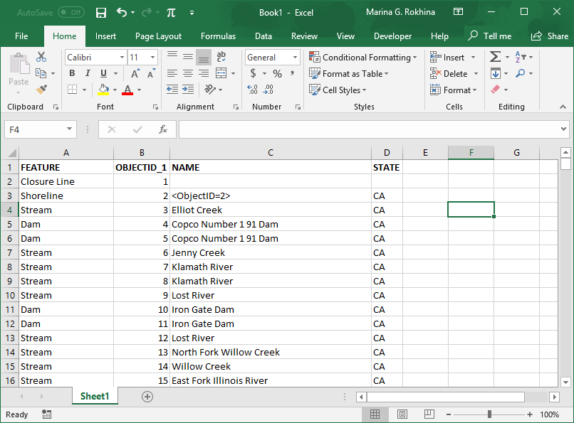 Table to Excel