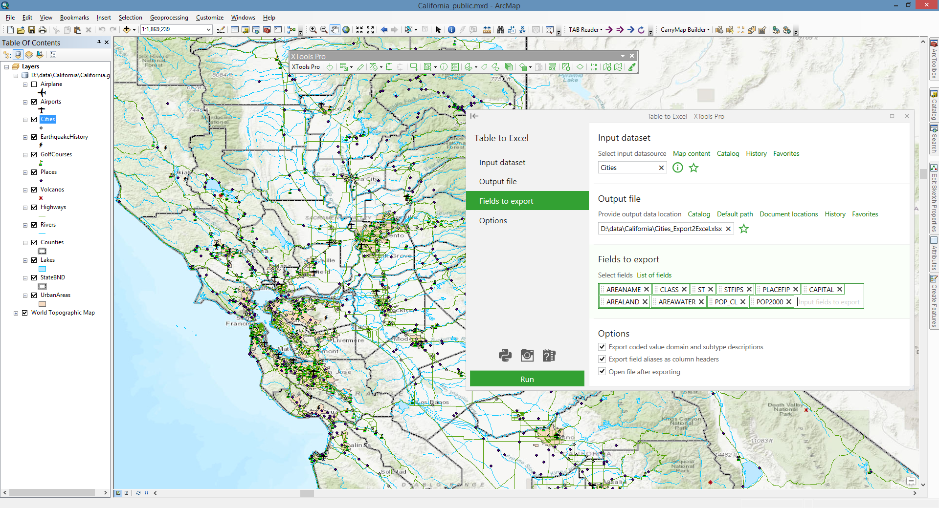 export data to kml xtools pro